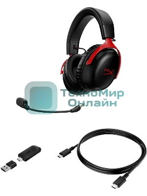 Гарнитура HyperX Cloud III чёрный-красный, проводная, 3.5 мм