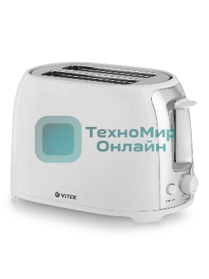 Тостер Vitek VT-1582 W белый (белый, 750 Вт, 2 отделения, механическое управление)