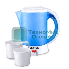 Чайник электрический дорожный Centek CT-0054 синий, 600 мл, 650 Вт