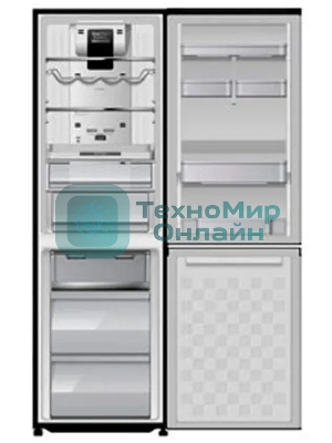 Холодильник Hitachi R-BG410PUC6 GbK черный двухкамерный 215/105л морозилка снизу