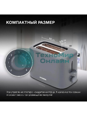 Тостер Hyundai HYT-4308 750Вт серый