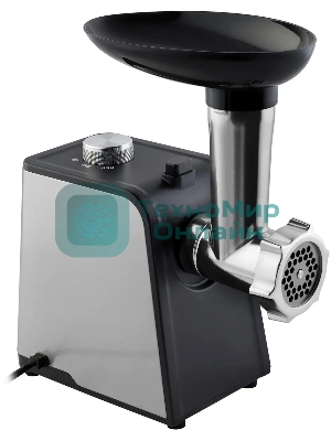 Мясорубка электрическая Hyundai HY-MG2214 серый, 1800 Вт, 2.2 кг/мин, реверс, защита от перегрузки, насадки - 4