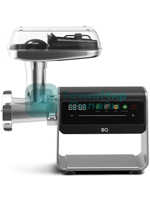 Мясорубка электрическая BQ MG2007 PREMIUM серый, 2500 Вт, 2.7 кг/мин, реверс, защита от перегрузки, насадки - 5