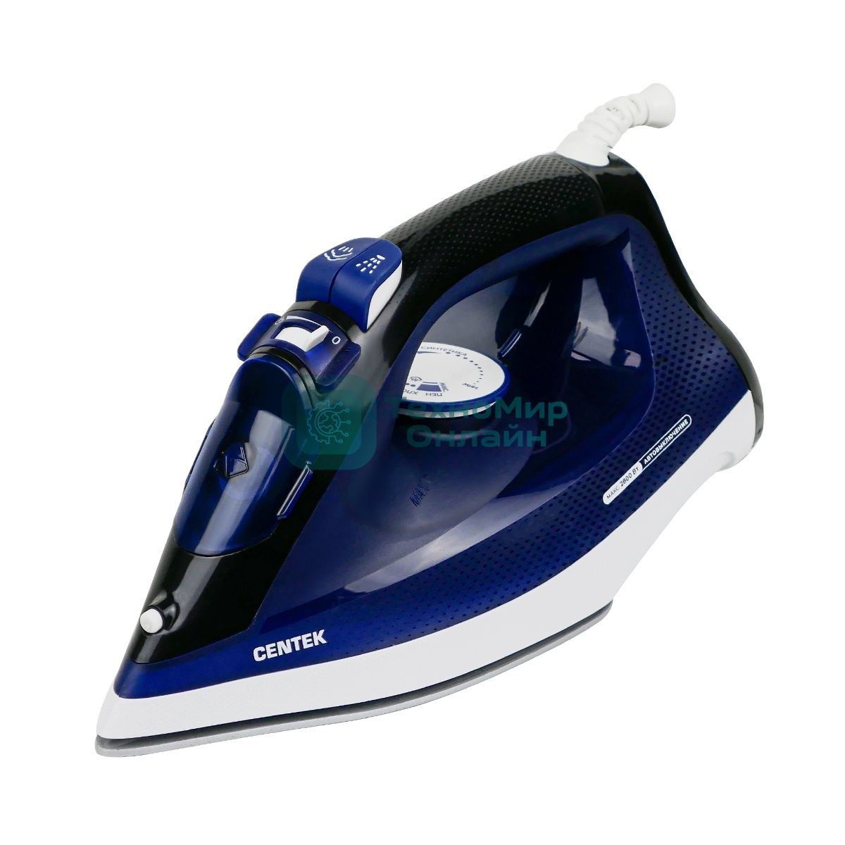 Утюг Centek CT-2308 синий, 2800 Вт, 60 г/мин, 190 г/мин, 300 мл