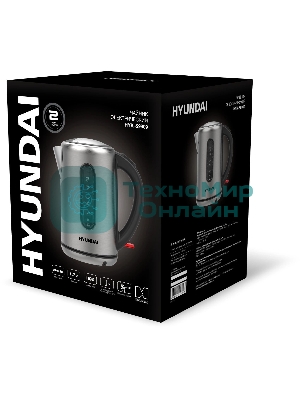Чайник электрический Hyundai HYK-S9909 1.7л. 2200Вт серебристый матовый/черный корпус: металл