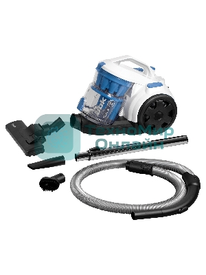 Пылесос BBK BV1501 белый/синий, 300/1600 Вт, уборка сухая, пылесборник контейнер 2 л