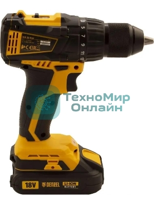 Дрель-шуруповерт Denzel BLDL-IB-18-02, 18 В, 2 Ач, 65 Нм, бесщеточный