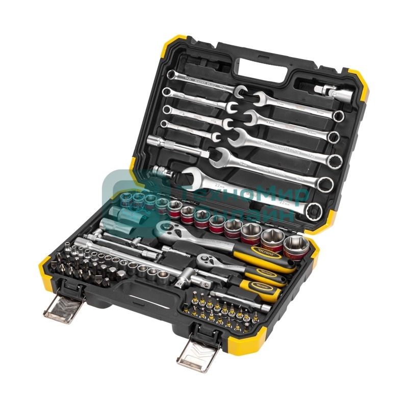 Набор инструментов Kranz 1/2, 1/4, CrV, пластиковый кейс, 82 предмета