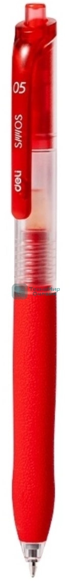 Ручка гелевая автоматическая Deli EG075-RD, d=0.5мм, красные чернила, резиновая манжета