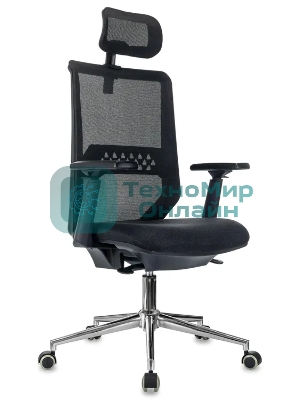 Кресло эргономичное Бюрократ MC-612N-H черный TW SQU BL сетка/ткань с подголов. крестов. металл хром