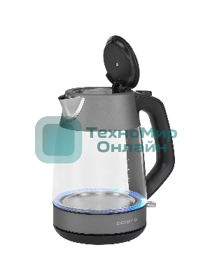 Чайник электрический Polaris PWK1760CGL графит, 1,7 л, 2150 Вт, стекло