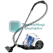 Пылесос BBK BV1501 белый/синий, 300/1600 Вт, уборка сухая, пылесборник контейнер 2 л