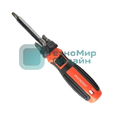 Отвертка-битодержатель Patriot SPS-8 с набором бит SL5мм,SL6мм,PH1,PH2,PH3,T15,T20, CR-V, двухкомпонентная рукоятка