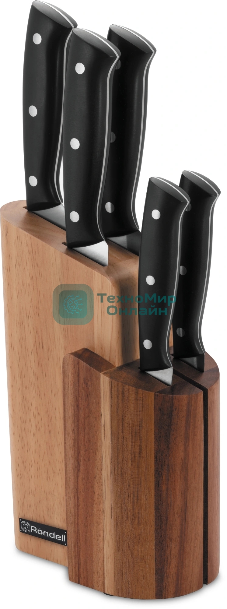 Набор ножей кухонных Rondell Dual RD-1943 компл.: 6 предм. с подставкой черный подар. коробка