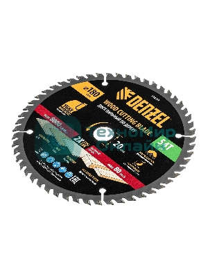 Пильный диск по дереву Denzel ф180 х 20 мм, 54 зубьев