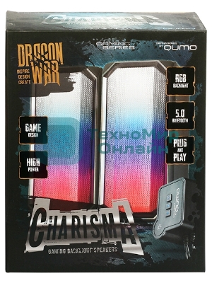 Акустическая система RGb 2.0 + Bluetooth, Qumo Charisma (ВТ 0054), 15ВТ, объемное звучание, отключаемая многорежимная RGb подсветка, USB+Jack 3,5мм