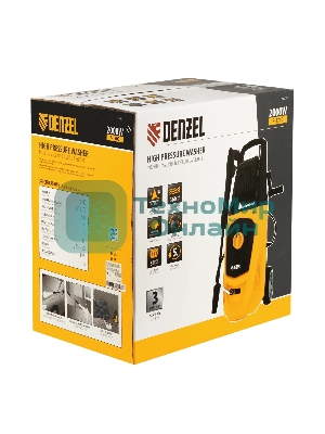 Моечная машина высокого давления Denzel R-170D, 2000 Вт, 170 бар, 360 л/ч, с барабаном