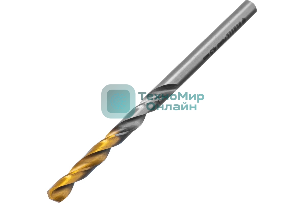 Сверло спиральное по металлу Denzel 4,5 x 80 мм, Р6М5, Golden Tip