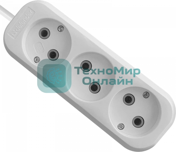 Удлинитель Defender (99277) B230 - 3 роз х 3 м, белый