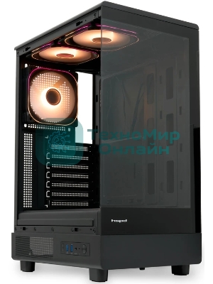 Компьютерный корпус HSPD F510, Panoramic Mid Tower, черный, TG, 0.5 SPCC, 3x120мм ARGb ATX, mATX, mITX 180/280/160мм 1x2.5