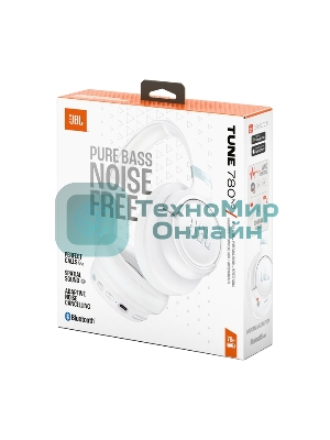 Беспроводные/проводные наушники JBL Tune 780NC белый, полноразмерные, Bluetooth + проводной, адаптивное шумоподавление