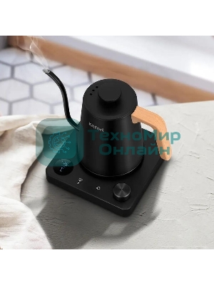 Чайник электрический Kitfort КТ-6726 1л. 1200Вт черный/дерево корпус: нерж.сталь/пластик