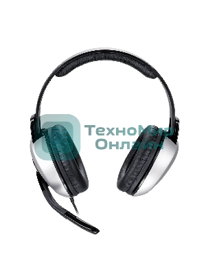 Проводные наушники Genius HS-05A серебристый/черный, полноразмерные, 2 x Jack 3.5 мм, микрофон с шумоподавлением