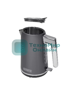 Чайник электрический Polaris PWK-1746СA серый, 1.7 л, ВЕРХ. ЗАЛИВ, нерж.