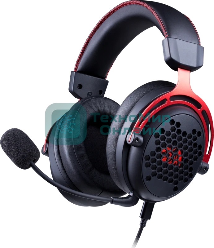 Гарнитура Redragon Diomedes чёрный/красный, проводная, USB / mini jack 3.5 мм