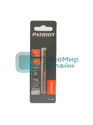 Сверло PATRIOT EXPERT по металлу, Р6М5К5, 4,2 мм, 1 шт в блистере