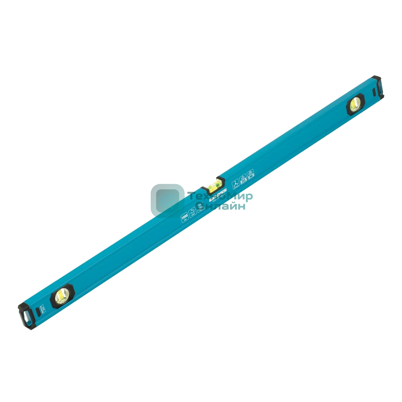 Уровень Gross 33653 алюминиевый, магнит., фрезерованный, 3 глазка, 0,5 мм/м, 1000 мм