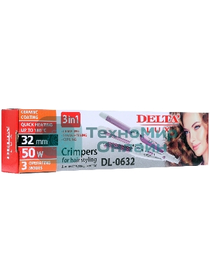 Мультистайлер DELTA LUX DL-0632 белый/сиреневый, 32 мм, 180 °C, 1 режим