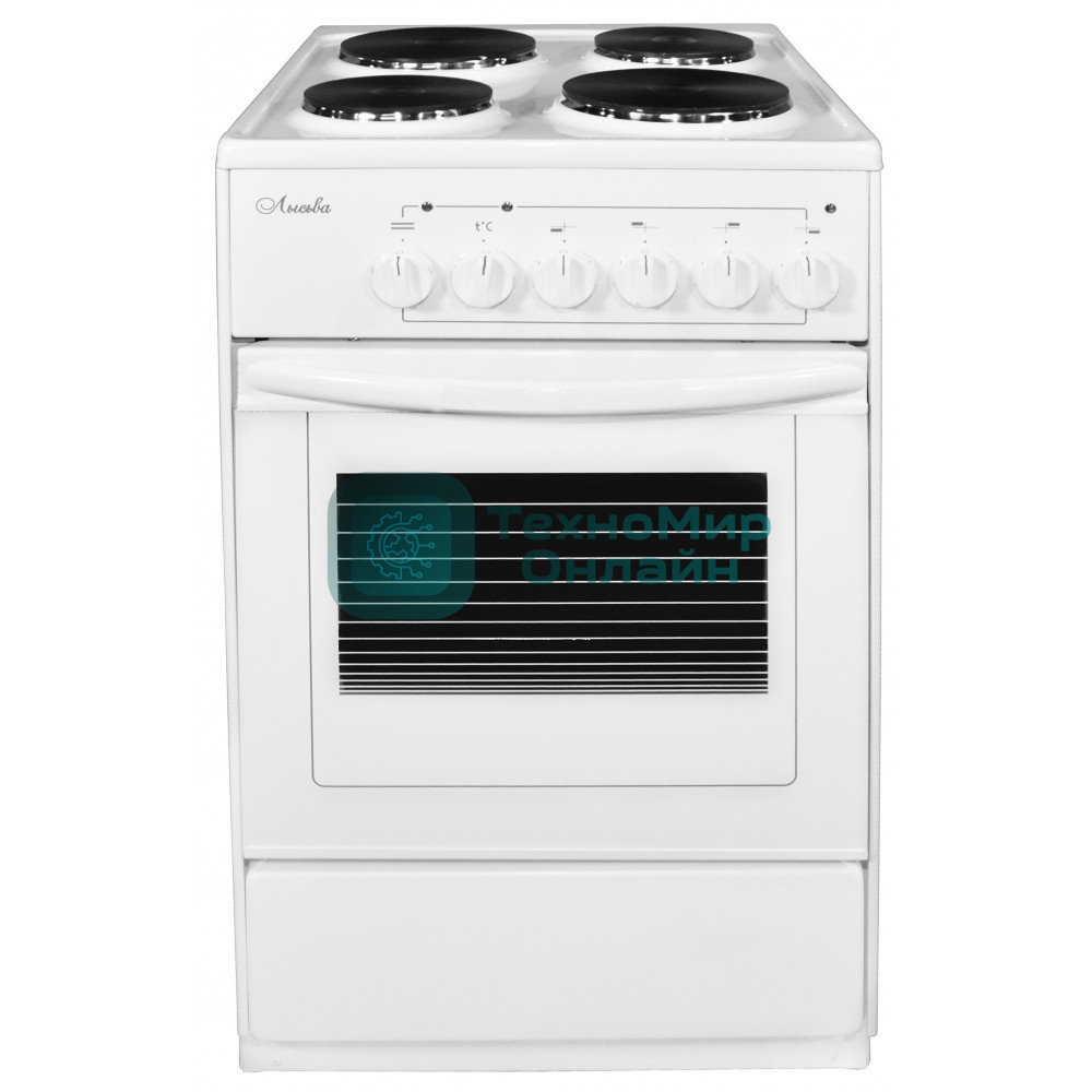 Плита электрическая Лысьва ЭП 411 белый, конфорок 4 электрических, духовка 57 л, 50 см x 84 см x 60 см