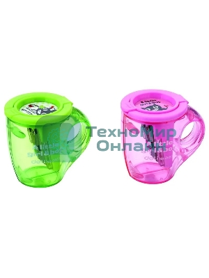 Точилка для карандашей ручная Deli Cup E0551, 2 отверстия, пластик, ассорти, дисплей