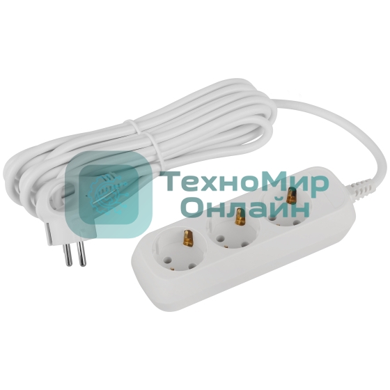 Удлинитель электрический ЭРА UDL-16-350-E Greenline 3 розетки с заземлением 5м ПВС 3x1мм2