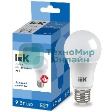 Лампа светодиодная IEK LLE-A60-9-230-65-E27 ECO A60 9 Вт грушевидная 230В 6500К E27