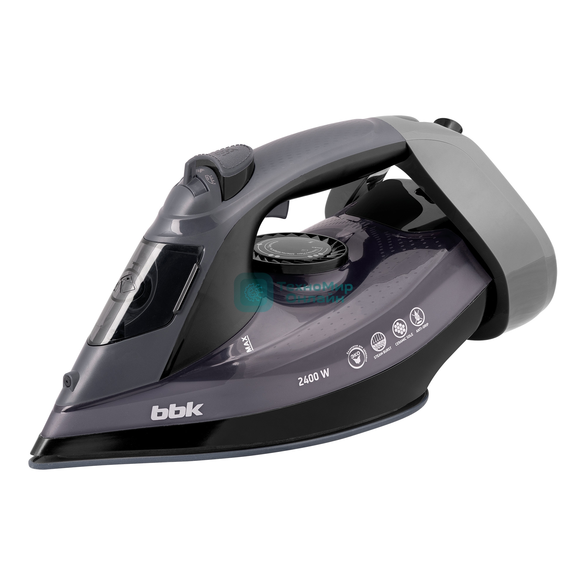 Утюг BBK ISE-2412 (L) сиреневый, 2400 Вт, 40 г/мин, 140 г/мин, 400 мл