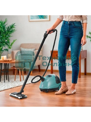 Пароочиститель напольный Kitfort КТ-9187 2000Вт черный/бирюзовый