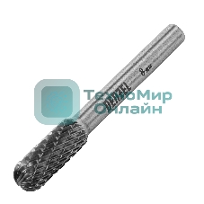 Борфреза по металлу Denzel твердосплавная, цилиндрическая закругленная, тип-С, 8 мм