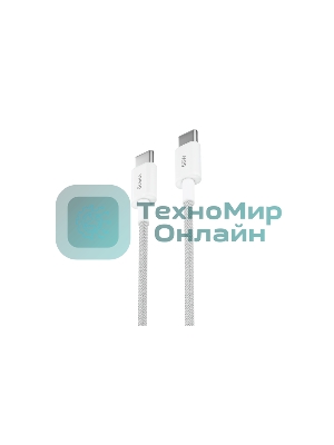 Кабель OLMIO SIMPLE, Type-C - Type-C, 60W 3A, 1.2м, тканевая оплетка, белый
