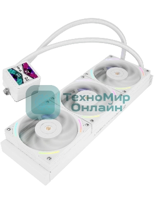 Система жидкостного охлаждения Thermalright Frozen Vision 360 V2 (360мм, LED, White, ARGB/Fans: 3x120мм, 69CFM, 27dBA, 2150RPM/Pump height 60мм, 23dBA, 3000RPM, Rad thickness 27мм/S: 1700, 1200, 1851, 115X, 2011, 2066, AM5, AM4)