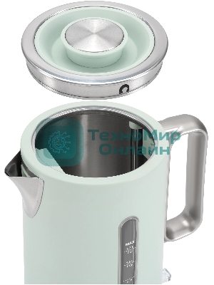 Чайник электрический Hyundai HYK-S9999 1.7л. 2200Вт светло-зеленый/серебристый корпус: металл