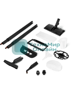 Пароочиститель напольный Kitfort КТ-9187 2000Вт черный/бирюзовый