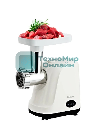 Мясорубка электрическая KELLI KL-5007 белый, 2400 Вт, 3.0 кг/мин, реверс, защита от перегрузки, насадки - 2