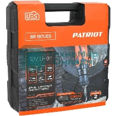 Дрель-шуруповерт Patriot BR 187UES, Аккумуляторная, 18В, 2 АКБ, Кейс