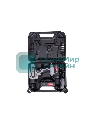 Дрель-шуруповерт аккумуляторная Ресанта ДА-18-2ЛК-У 75/14/6, Аккумуляторная, 18В, 2 АКБ, Ударная, Кейс