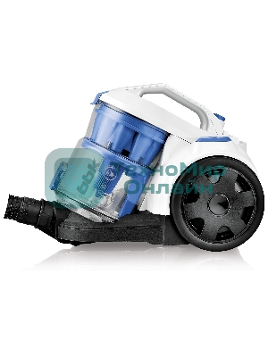 Пылесос BBK BV1501 белый/синий, 300/1600 Вт, уборка сухая, пылесборник контейнер 2 л