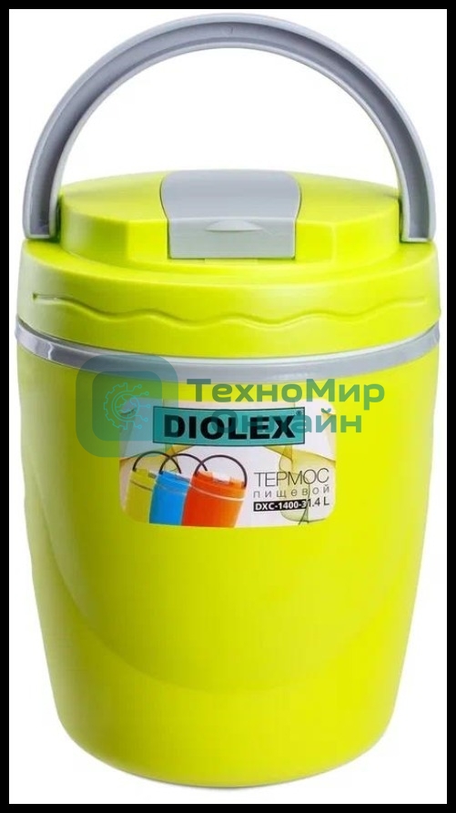 Термос Diolex DXC-1400-3-YE 1400 мл, желтый, пищевой пластик с колбой из нерж. стали