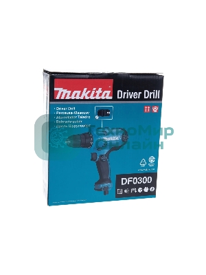 Дрель Makita DF0300 320Вт,БЗП-10мм,0-450\0-1500об\м,1.2кг,кор