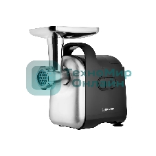 Мясорубка электрическая BRAYER 1602BR черный, 2000 Вт, 2.0 кг/мин, реверс, защита от перегрузки, металлический лоток, насадки - 5